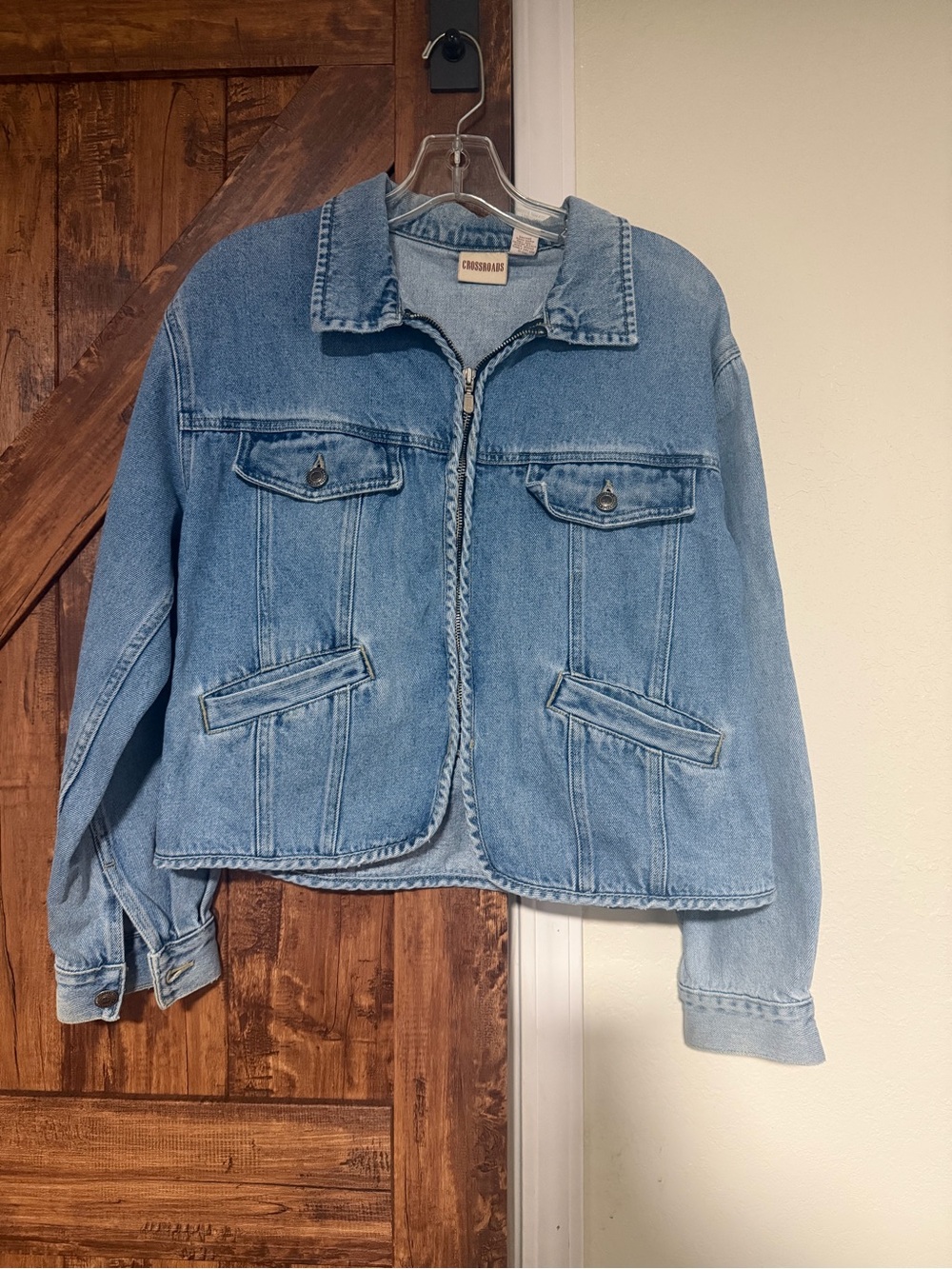 Crossroads Women Full Zip Denim Jacket Size M